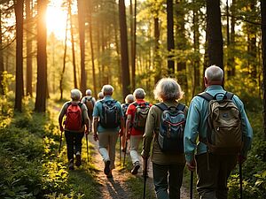 Bild Wandergruppe im Wald_1_KI generiert