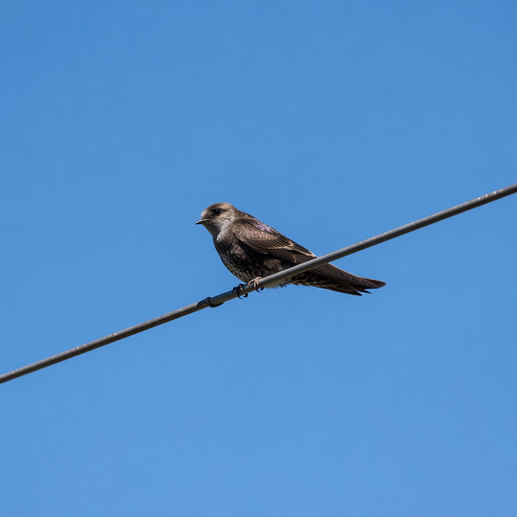 Vogel auf einem Drahtseil